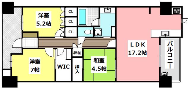 ミリカ・テラスII街区(3LDK/7階)の間取り写真
