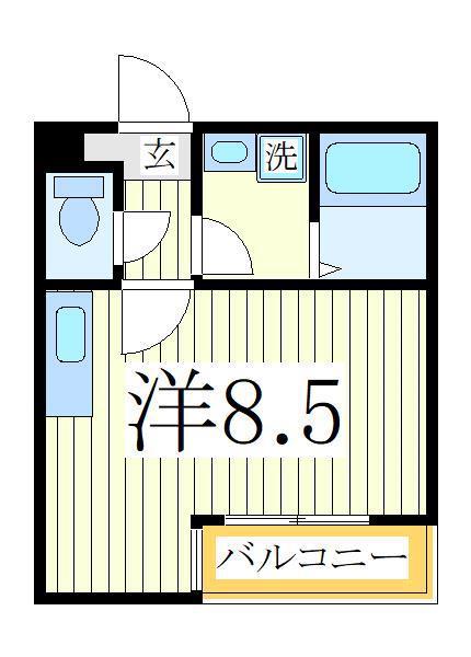 パラシオ柏(ワンルーム/1階)の間取り写真