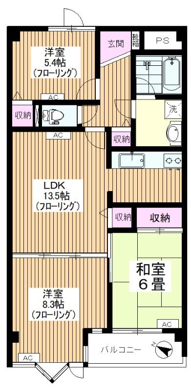 アーバンエリータス(3LDK/3階)の間取り写真