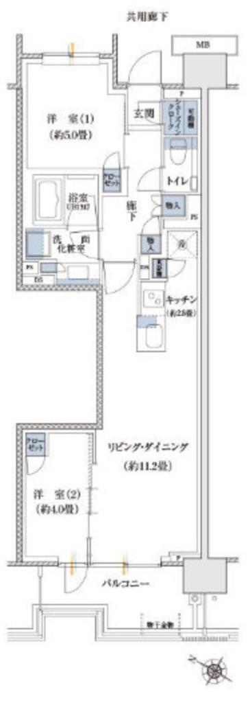 プラウド高田馬場(2LDK/1階)の間取り写真