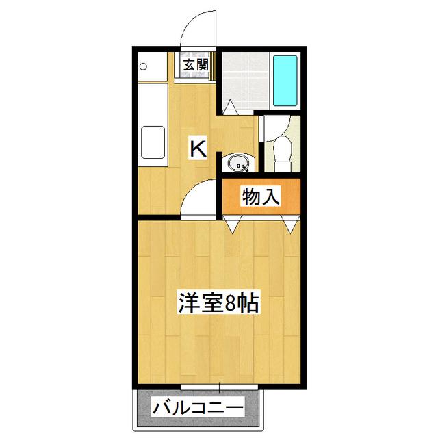 サウスヒルズS(1K/1階)の間取り写真