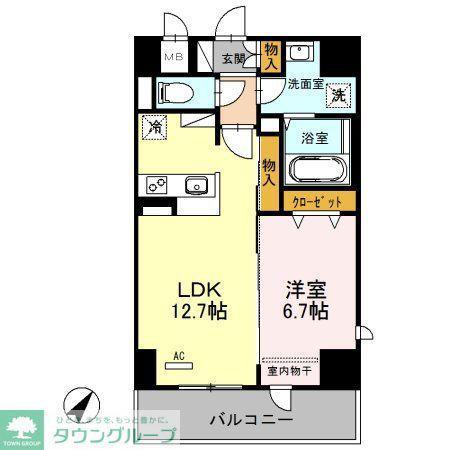 シェルト新都心(1LDK/8階)の間取り写真