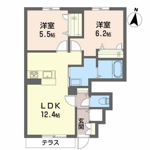 シャーメゾンレーヴA(2LDK/1階)の間取り写真