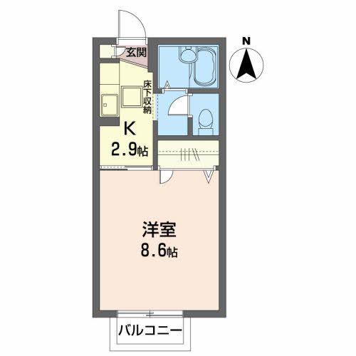KALMIA PALACE B(1K/1階)の間取り写真