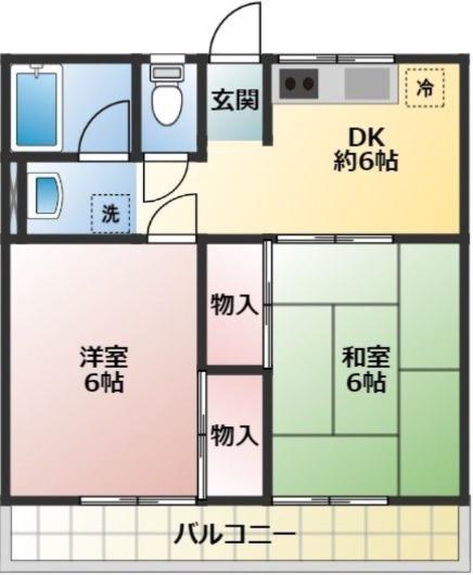 久米川グリーンハイツ(2DK/1階)の間取り写真
