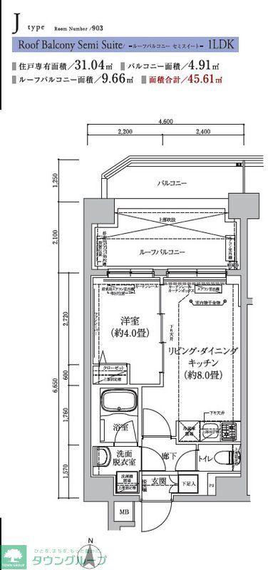 アイルグランデ東京亀有(1LDK/9階)の間取り写真