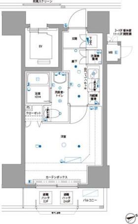 パティーナ新板橋(1K/9階)の間取り写真