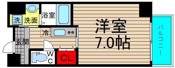 サンサンABC(1K/7階)の間取り写真