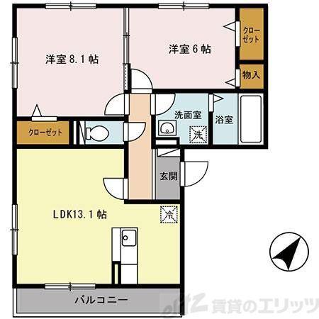 アーバンヒルズ(2LDK/2階)の間取り写真