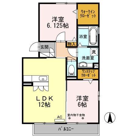 グランドゥール(2LDK/2階)の間取り写真