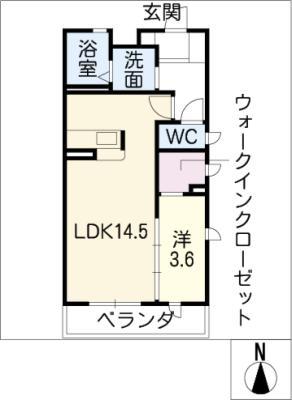 ヴェルデュール八代(1LDK/3階)の間取り写真