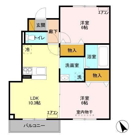 ノ-ルロワール A(2LDK/1階)の間取り写真