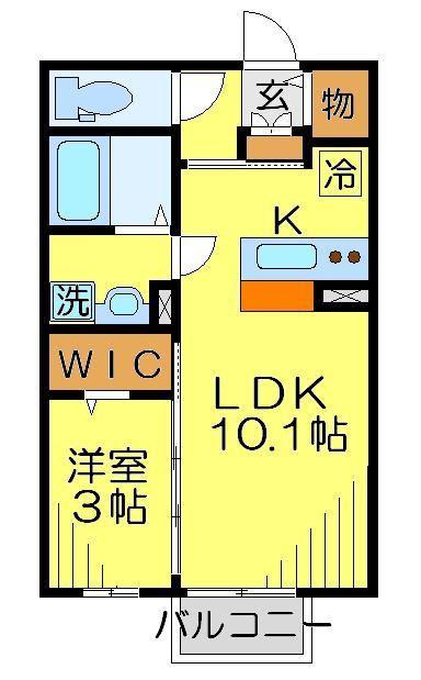 ハイツハピネス(1LDK/2階)の間取り写真