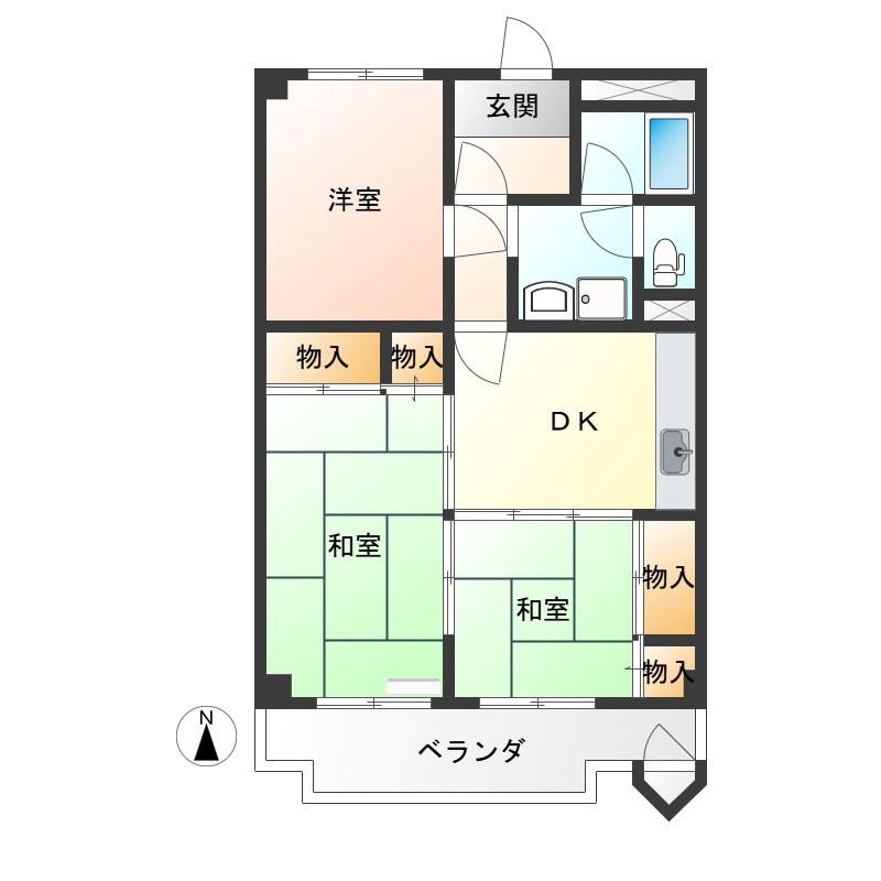 カーサエルドラード(2LDK/2階)の間取り写真