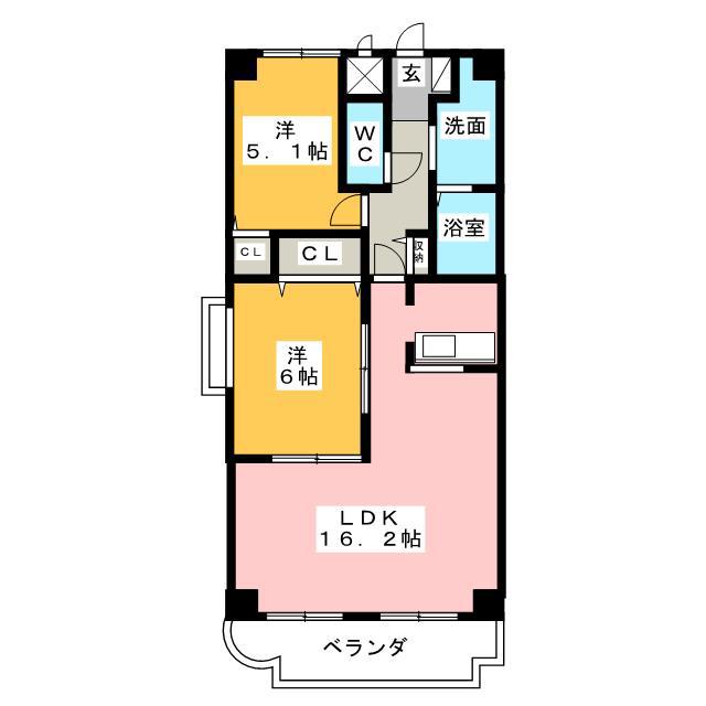 LA CHAINE(2LDK/9階)の間取り写真