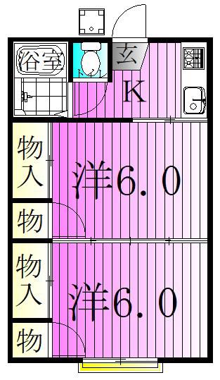 百和コーポ(2K/2階)の間取り写真