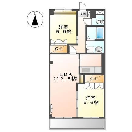 Mグレイシャス(2LDK/2階)の間取り写真