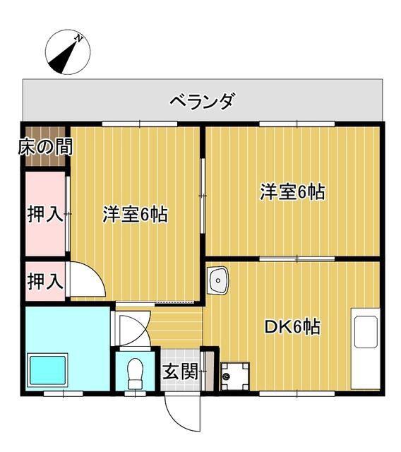 七福マンション西小島(2DK/2階)の間取り写真