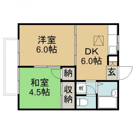 コーポ仙波(2DK/1階)の間取り写真