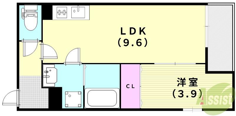 REGIES川西能勢口(1LDK/3階)の間取り写真