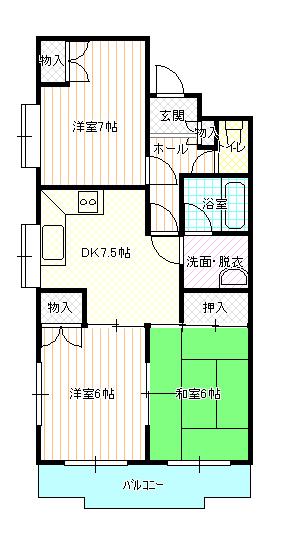 エステート90(3DK/4階)の間取り写真