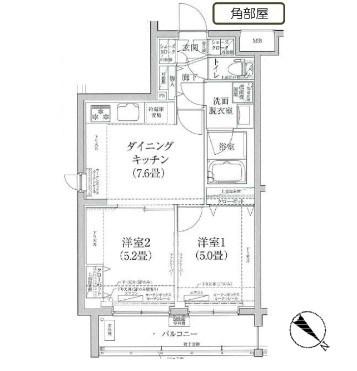ルフレ世田谷ノール(2DK/1階)の間取り写真