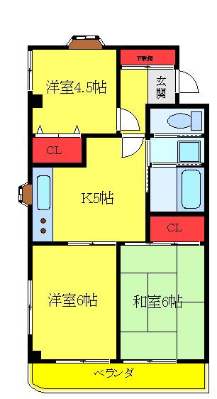 IGマンション(3DK/2階)の間取り写真