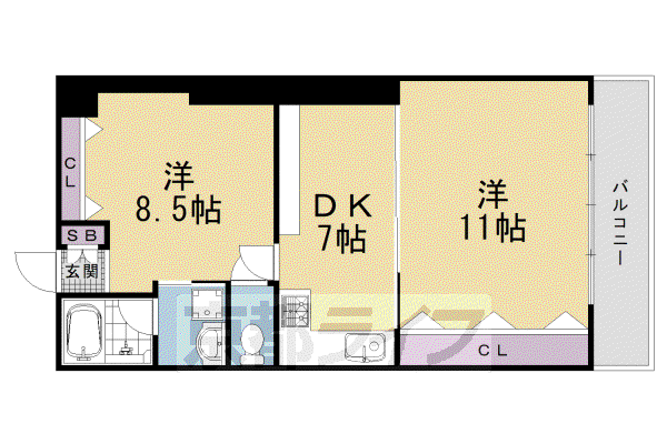 ドルチェヴィータ京都六角(ワンルーム/5階)の間取り写真