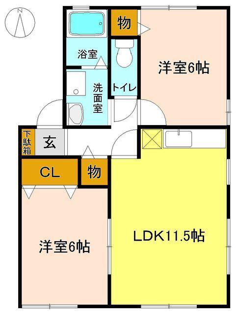 ファミール(2LDK/1階)の間取り写真