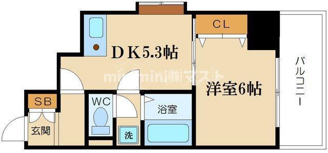 プレサンス千日前通(1DK/6階)の間取り写真