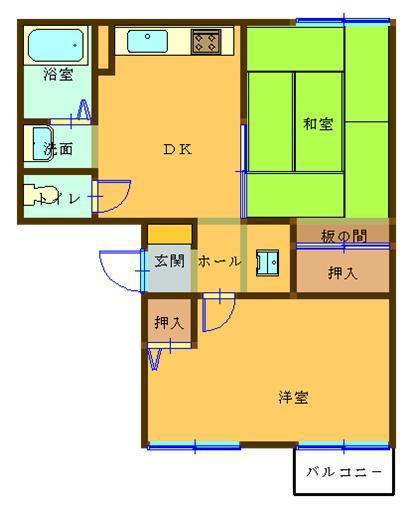 シンワパレス(2DK/1階)の間取り写真