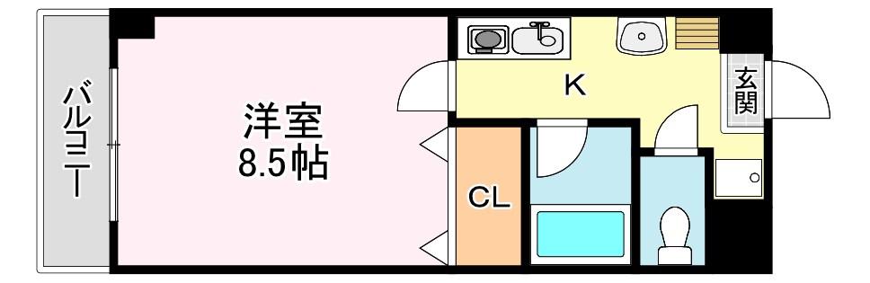 ルミエール吉岡(1K/4階)の間取り写真