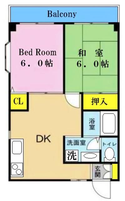 WHITELILLYGARDEN(2DK/3階)の間取り写真