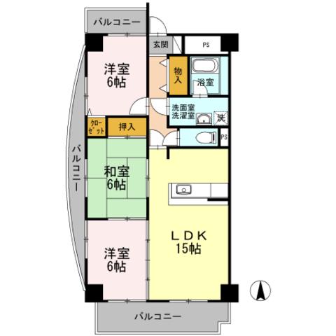 リシェス城崎(3LDK/3階)の間取り写真