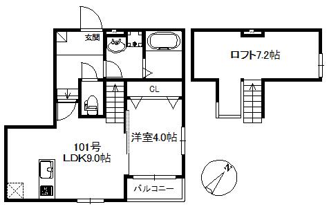 ポラリス幸(1SLDK/1階)の間取り写真
