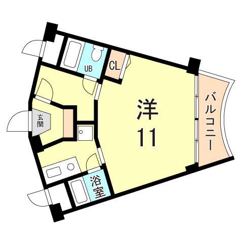 アンペリエ(1K/5階)の間取り写真