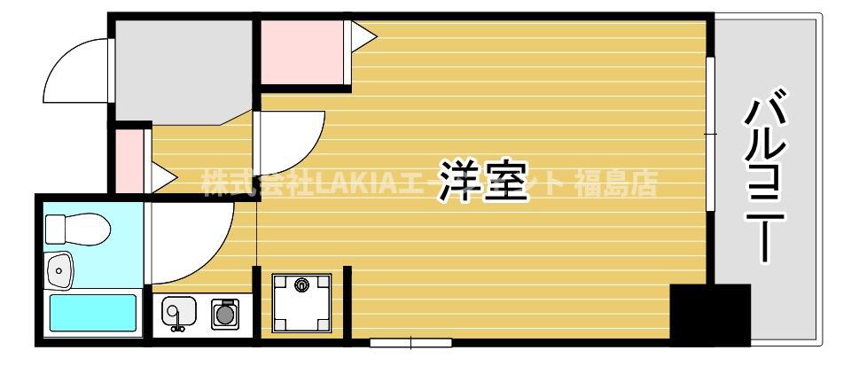 エクセランス梅田西(ワンルーム/4階)の間取り写真