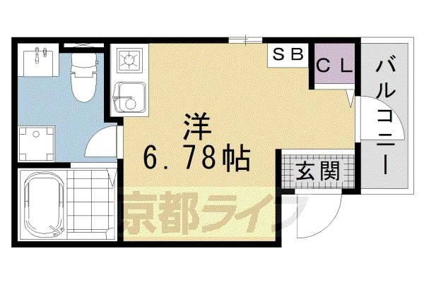 KYOTOHOUSE西寺(ワンルーム/2階)の間取り写真