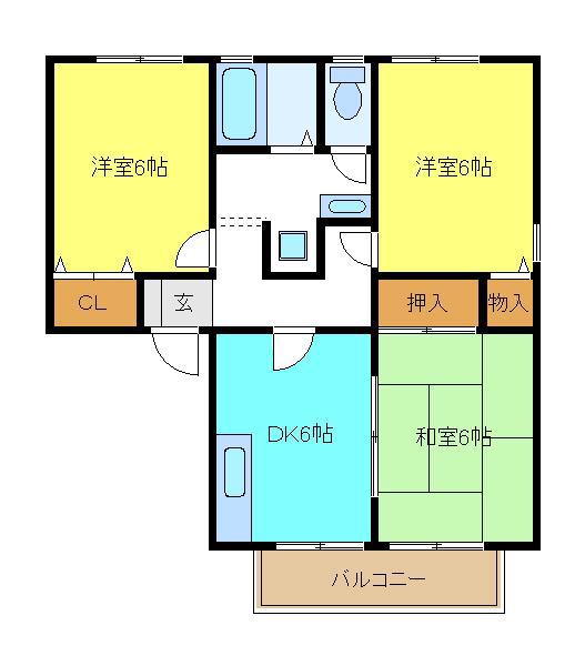 パークハイム南花田C棟(2LDK/1階)の間取り写真