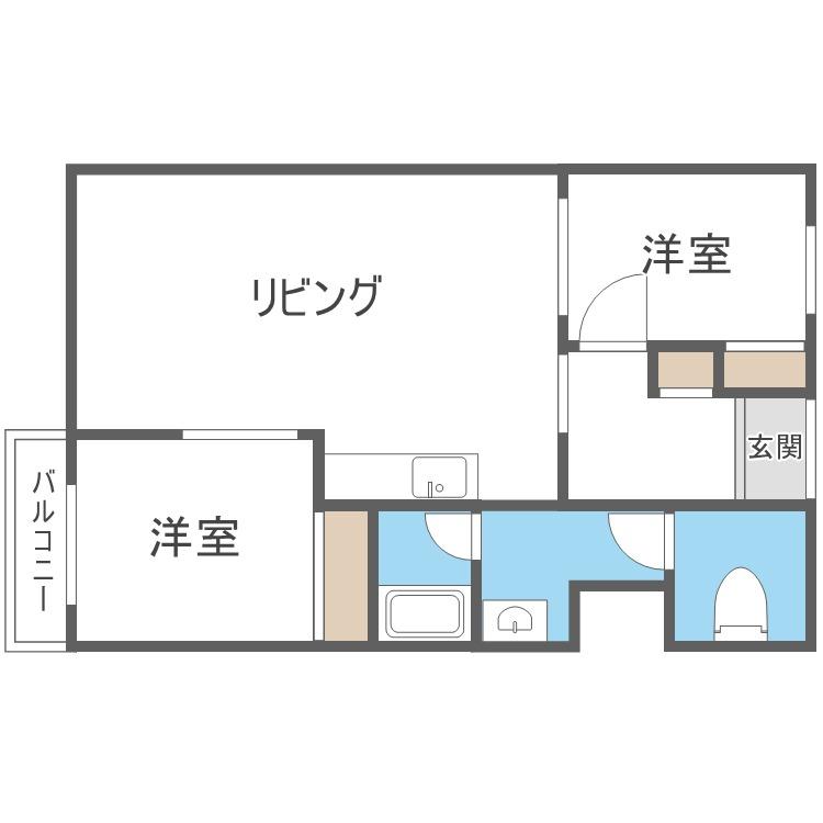シャトーひらぎし(2LDK/5階)の間取り写真