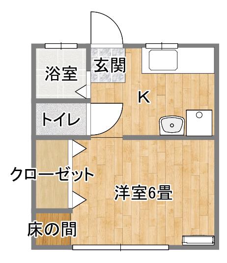 いわきL&Gマンション(1DK/2階)の間取り写真
