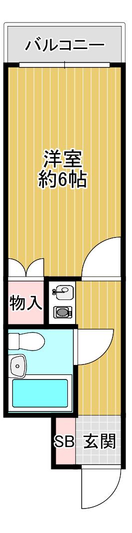シャンクレール谷町(1K/5階)の間取り写真