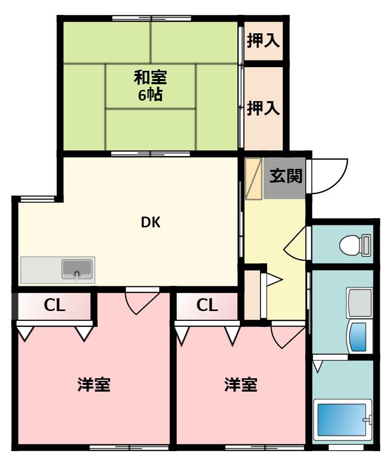 ベルヴィー(3DK/2階)の間取り写真