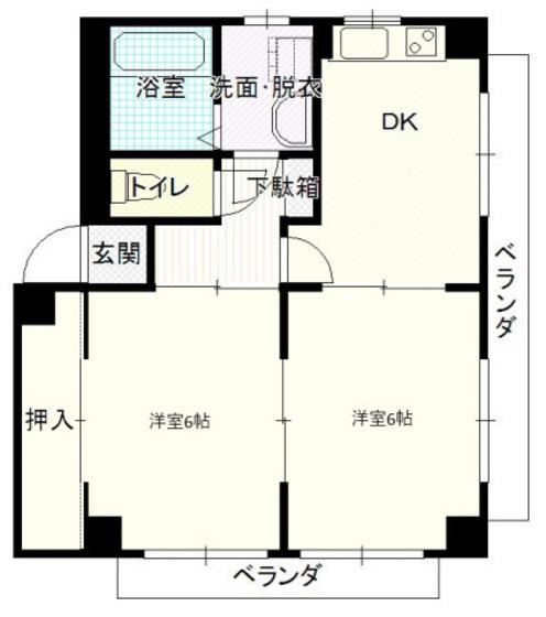 青木ハイム(2DK/4階)の間取り写真