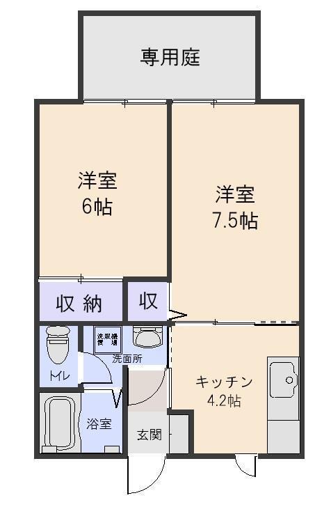 カサブランカ(1LDK/1階)の間取り写真