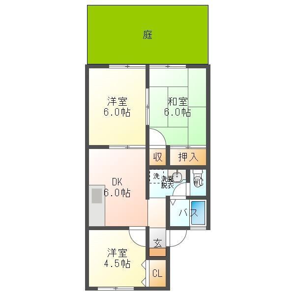 セジュールベル(3DK/1階)の間取り写真