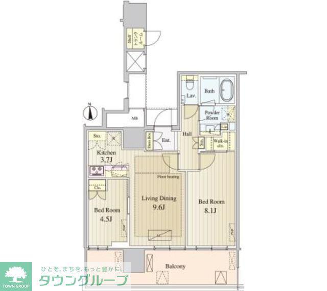 BRILLIA TOWER池袋(2LDK/45階)の間取り写真
