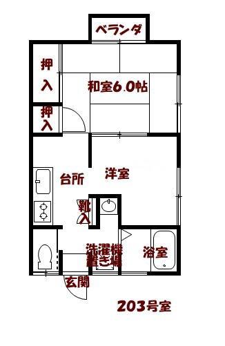 コーポすがわ(2K/2階)の間取り写真
