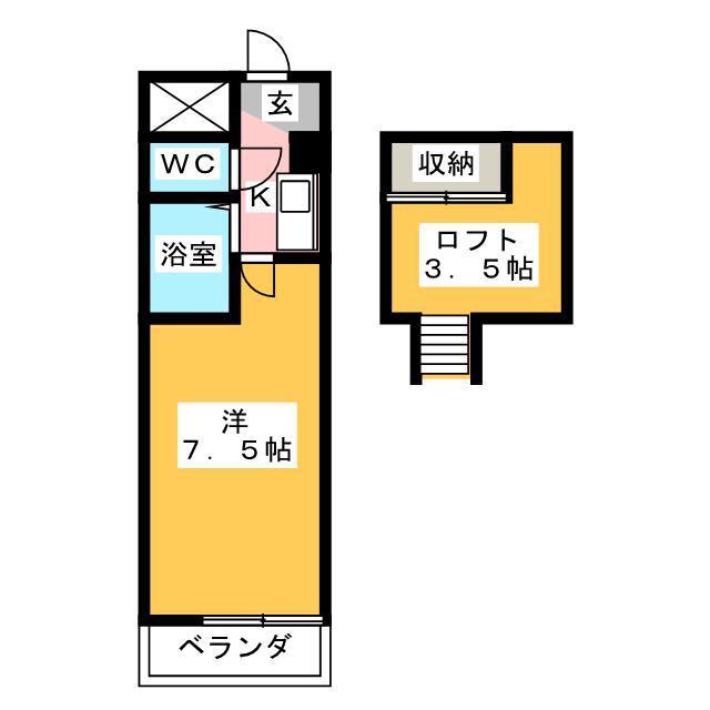 マロンコート安東(1K/2階)の間取り写真