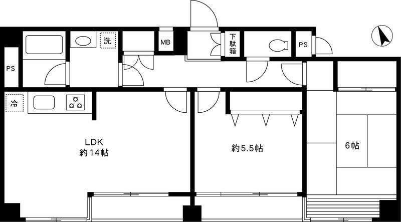DRホームズ中野(2LDK/2階)の間取り写真